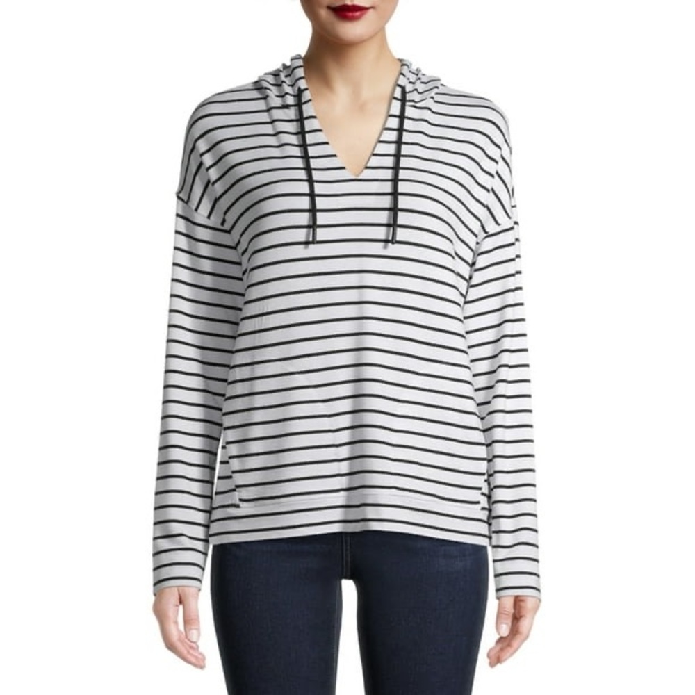 Time and Tru Women's Pullover Striped Hoodie